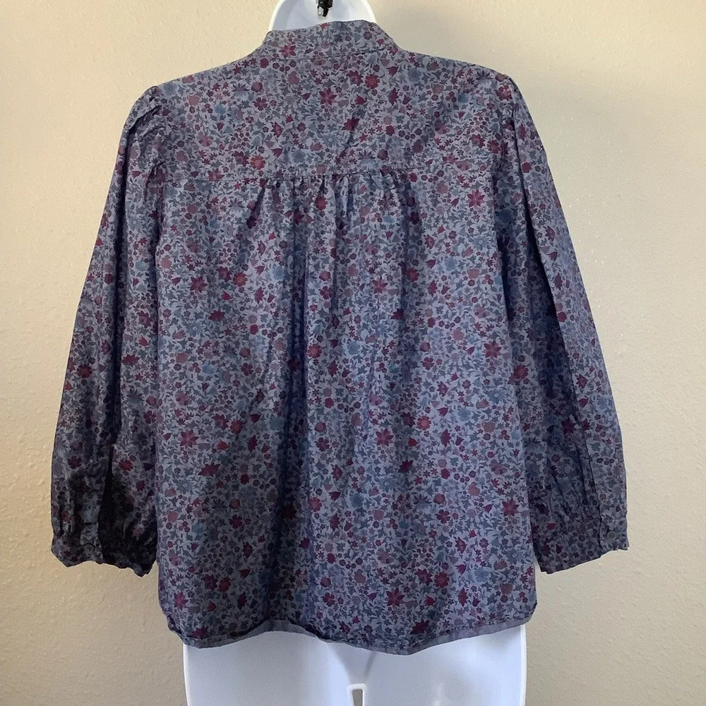 J.‎ Crew X Liberty London Collab Blue Prairie Floral Bow Puff Sleeve Blouse S